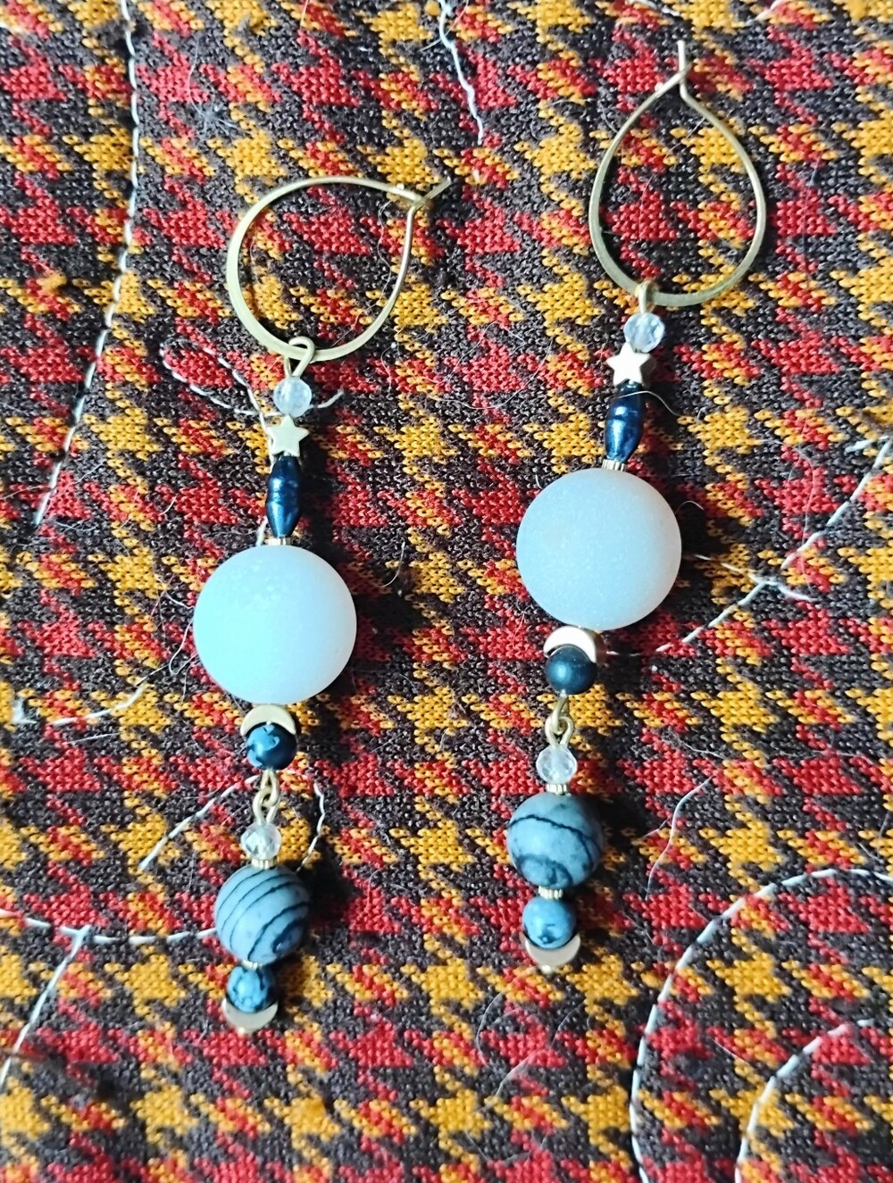 'Darkness and Light' Stone Celestial Earrings - Picture 6 of 6